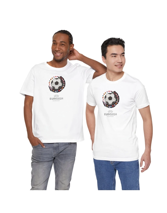 Unisex EURO 2024 Baskılı Beyaz Basic Tshirt