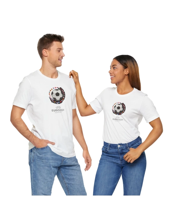 Unisex EURO 2024 Baskılı Beyaz Basic Tshirt