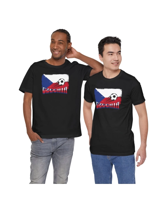 Unisex EURO 2024 Çek Cumhuriyeti Baskılı Siyah Basic Tshirt