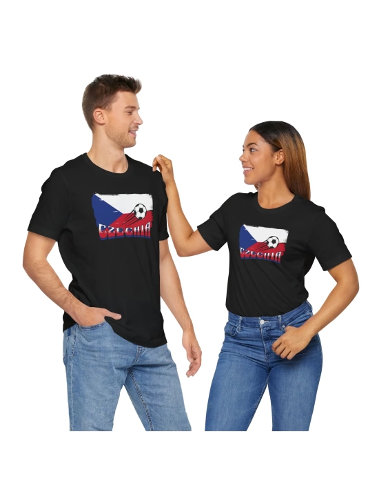 Unisex EURO 2024 Çek Cumhuriyeti Baskılı Siyah Basic Tshirt