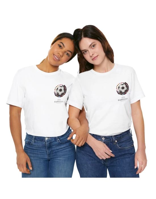 Unisex EURO 2024 Cep Baskılı Beyaz Basic Tshirt