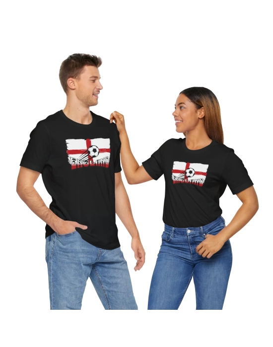 Unisex EURO 2024 İngiltere Baskılı Siyah Basic Tshirt