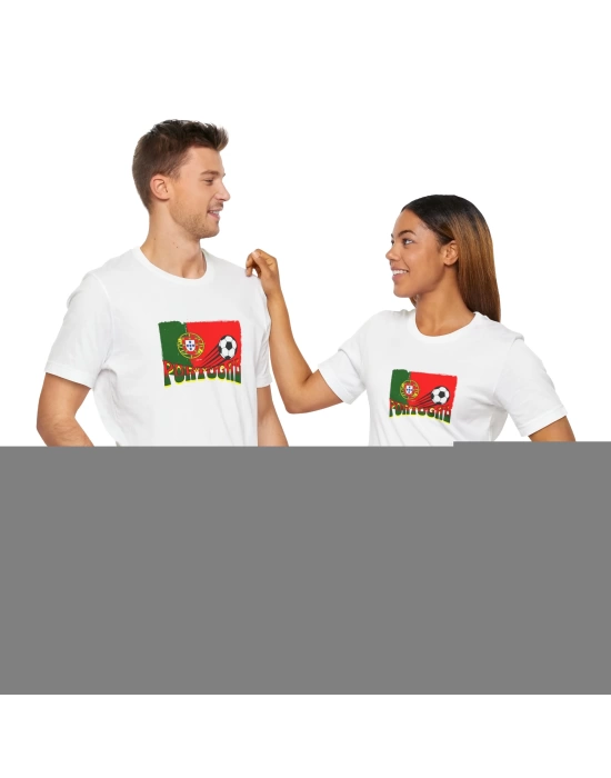 Unisex EURO 2024 Portekiz Baskılı Beyaz Basic Tshirt