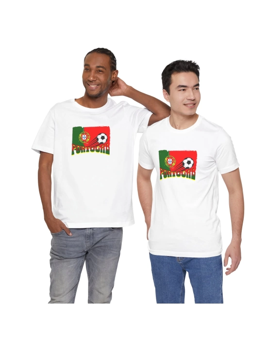 Unisex EURO 2024 Portekiz Baskılı Beyaz Basic Tshirt