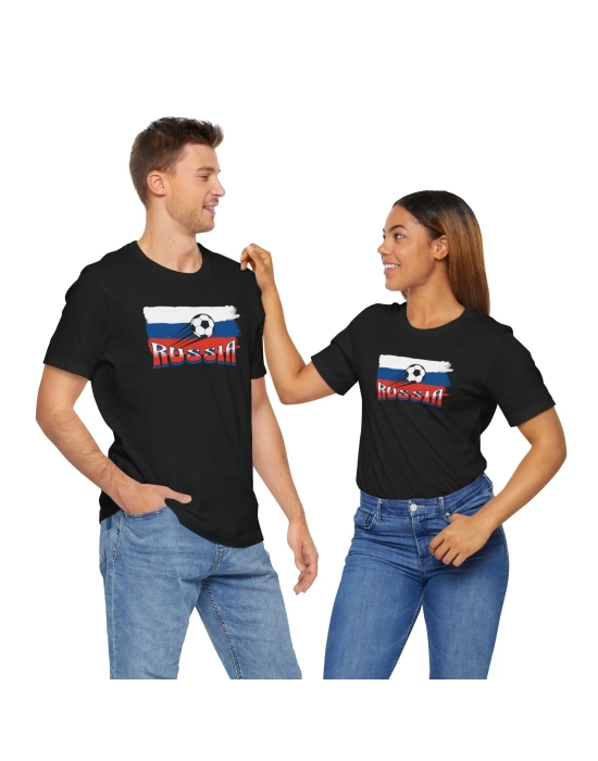 Unisex EURO 2024 Rusya Baskılı Siyah Basic Tshirt