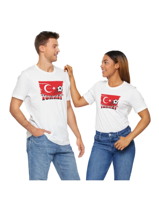 Unisex EURO 2024 Türkiye Baskılı Beyaz Basic Tshirt