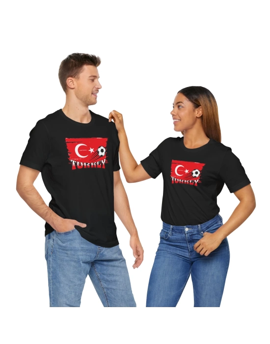 Unisex EURO 2024 Türkiye Baskılı Siyah Basic Tshirt