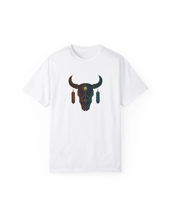 Unisex Face of Bull Baskılı Beyaz Basic Tshirt