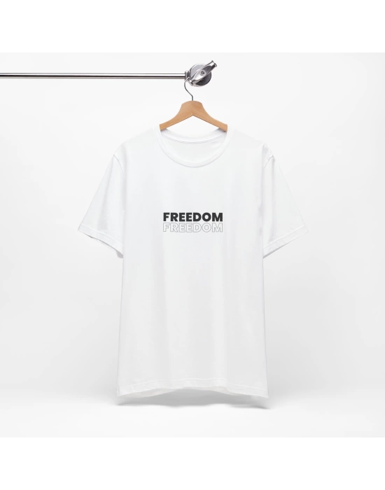 Unisex Freedom Baskılı Beyaz Basic Tshirt