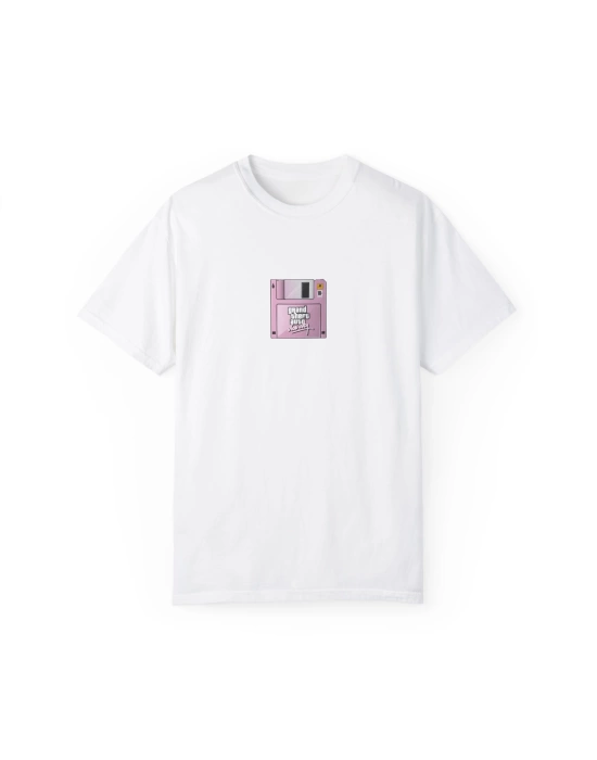 Unisex GTA Vice City Oyun Baskılı Beyaz Basic Tshirt