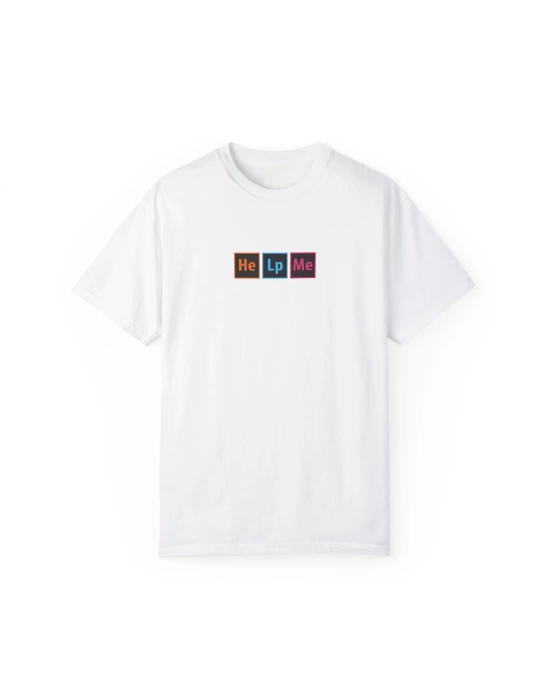 Unisex Help Me Yazı Baskılı Beyaz Basic Tshirt