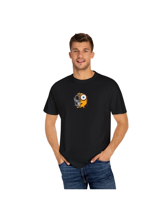 Unisex Kafası Karışık Zombi Emoji Baskılı Siyah Basic Tshirt