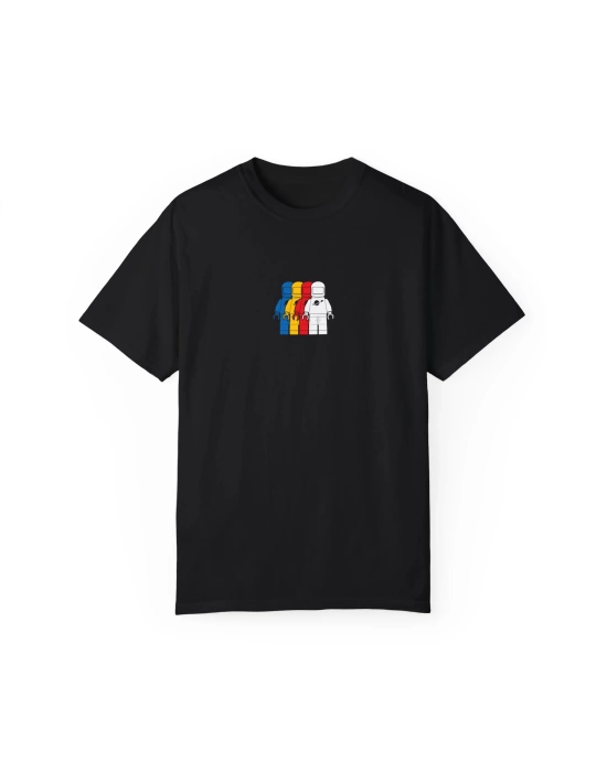 Unisex Lego Planet Baskılı Siyah Basic Tshirt