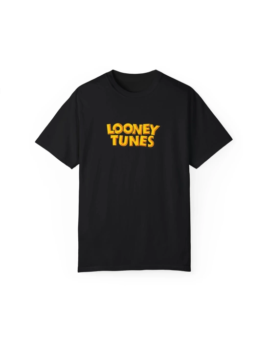 Unisex Looney Tunus Baskılı Siyah Basic Tshirt