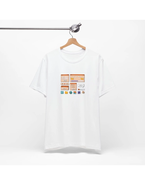 Unisex Masaüstü Dosya Baskılı Beyaz Basic Tshirt