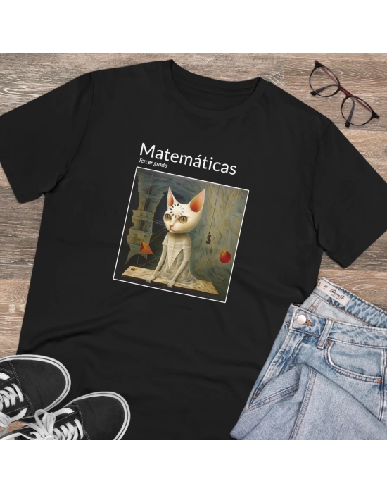 Unisex Matematićas Baskılı Siyah Basic Tshirt