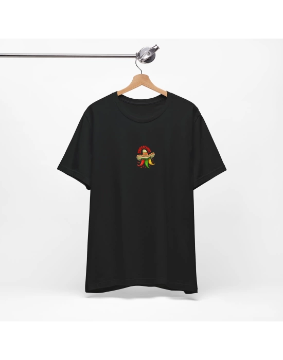 Unisex Meksika Ateşi Baskılı Siyah Basic Tshirt