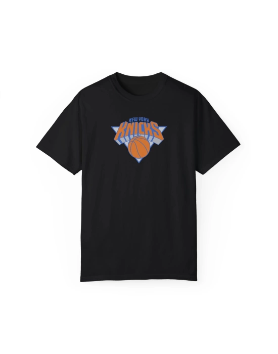 Unisex New York Knicks Baskılı Siyah Basic Tshirt