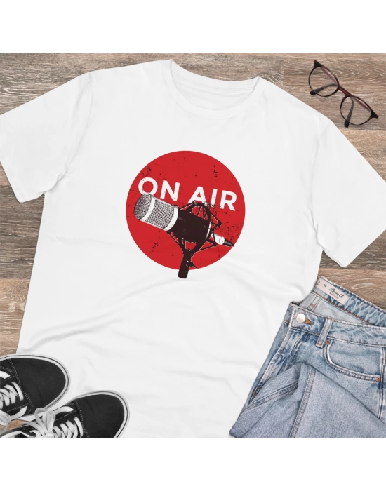 Unisex On Air Baskılı Beyaz Basic Tshirt