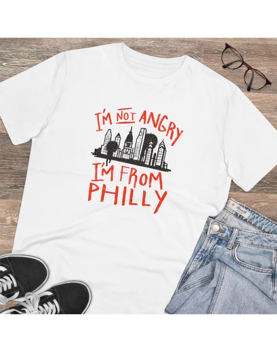 Unisex Philly Baskılı Beyaz Basic Tshirt