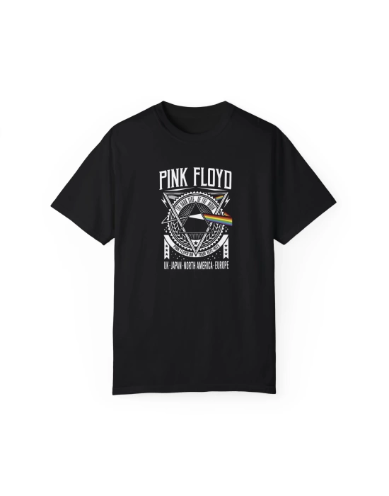 Unisex Pink Floyd Heav Metal Baskılı Siyah Basic Tshirt