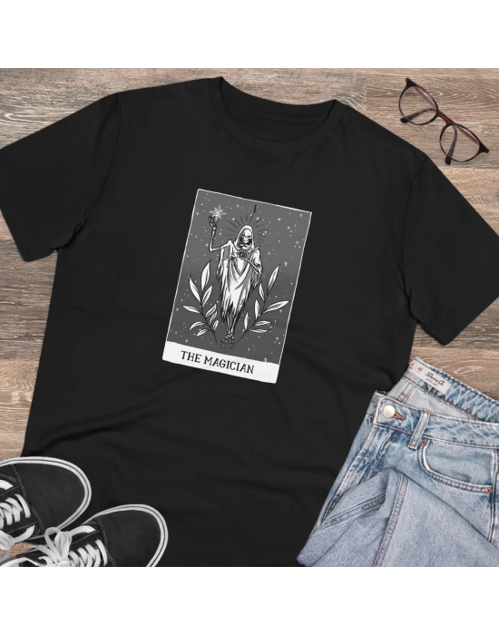 Unisex Relates to Tarot Baskılı Siyah Basic Tshirt