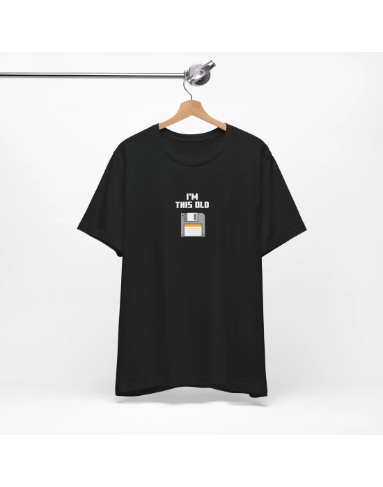 Unisex Retro Disket Baskılı Siyah Basic Tshirt