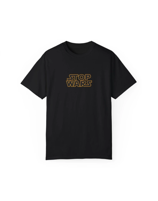 Unisex Stop Wars Baskılı Mizah Siyah Basic Tshirt