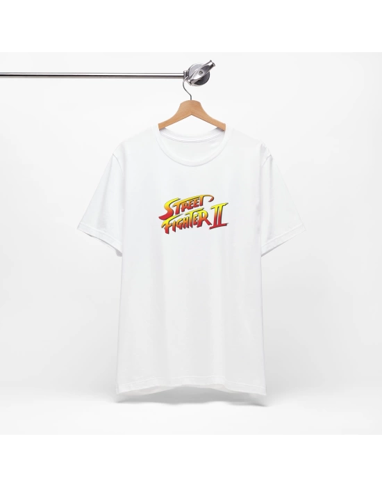 Unisex Street Fighter Baskılı Beyaz Basic Tshirt