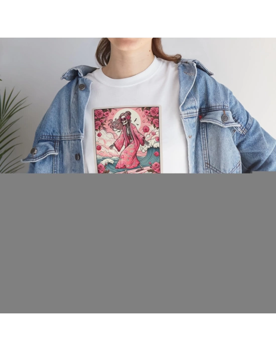 Unisex The Fool Tarot Kart Baskılı Beyaz Basic Tshirt