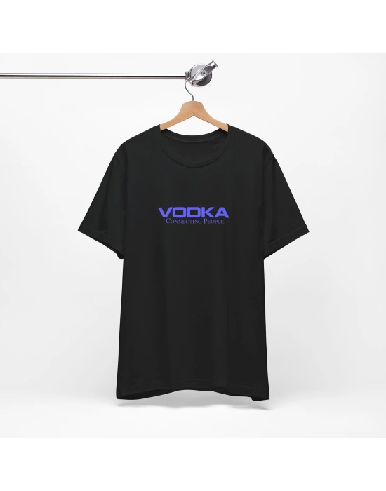 Unisex Vodka Baskılı Komik Siyah Basic Tshirt