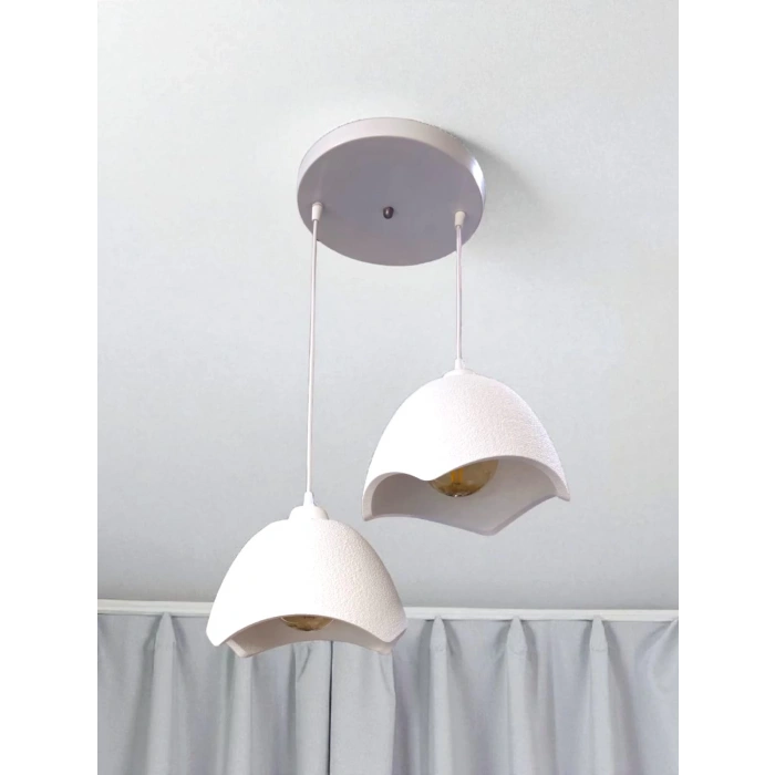 2li Beton Görünümlü Avize Oval/ Şapka