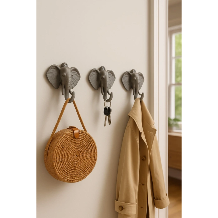 3 lü Fil Duvar Askı