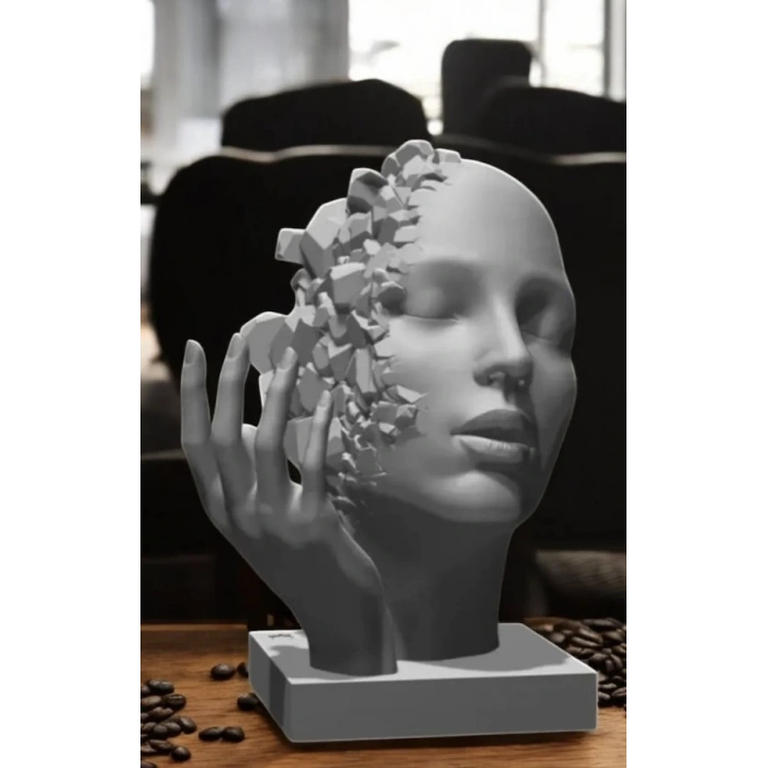 3D Soyut Yüz İnsan Heykel Figür