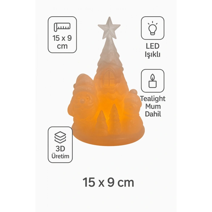 3D Yılbaşı Figürü Noel Baba 15 x 9 cm