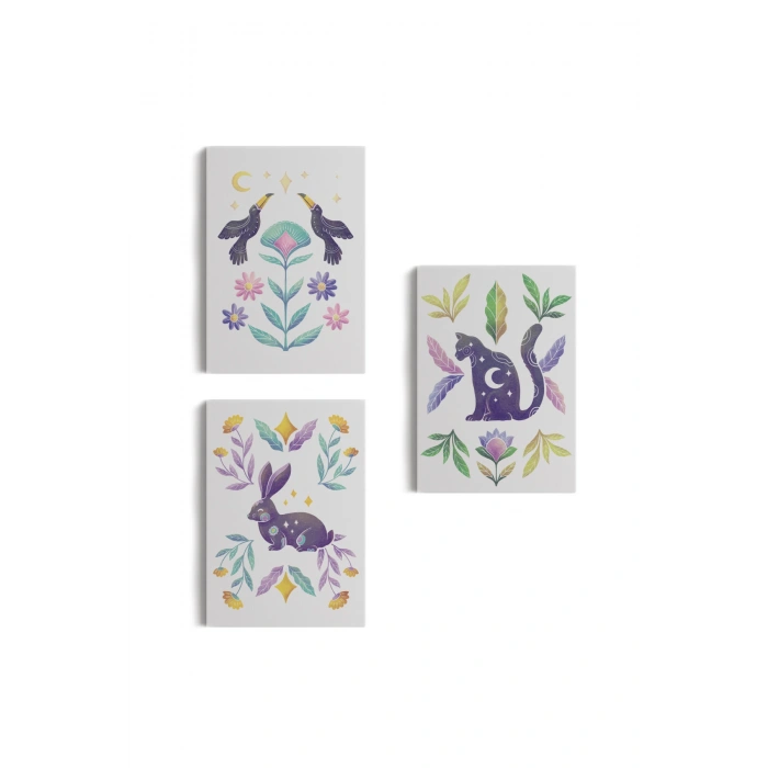 3’lü Tablo Hayvan Temalı Koleksiyon Dekoratif Şık ve Modern Duvar Tablo Seti-AŞ-19