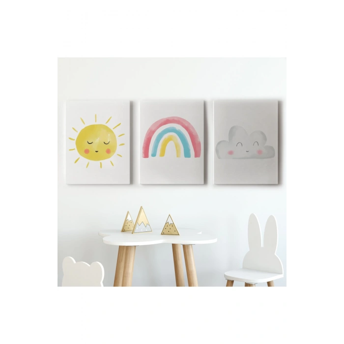 3’lü Tablo Yaz Günü Temalı Dekoratif Duvar Tablo Seti-BÖ-40