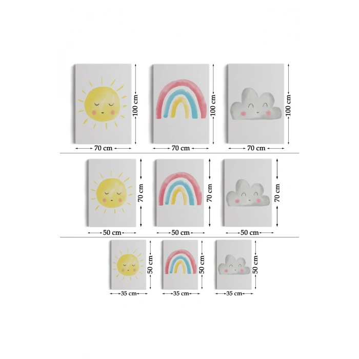 3’lü Tablo Yaz Günü Temalı Dekoratif Duvar Tablo Seti-BÖ-40