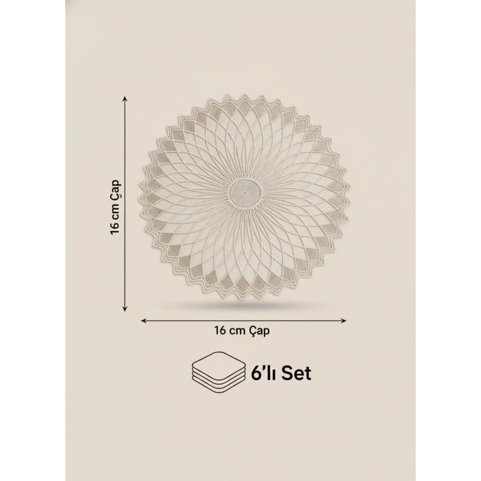 6 Adet Sunumluk Peçete, Kokteyl Peçete, Kahve Yanı Sunum Peçetesi, Sunumluk, Bardak Altlığı 16 cm