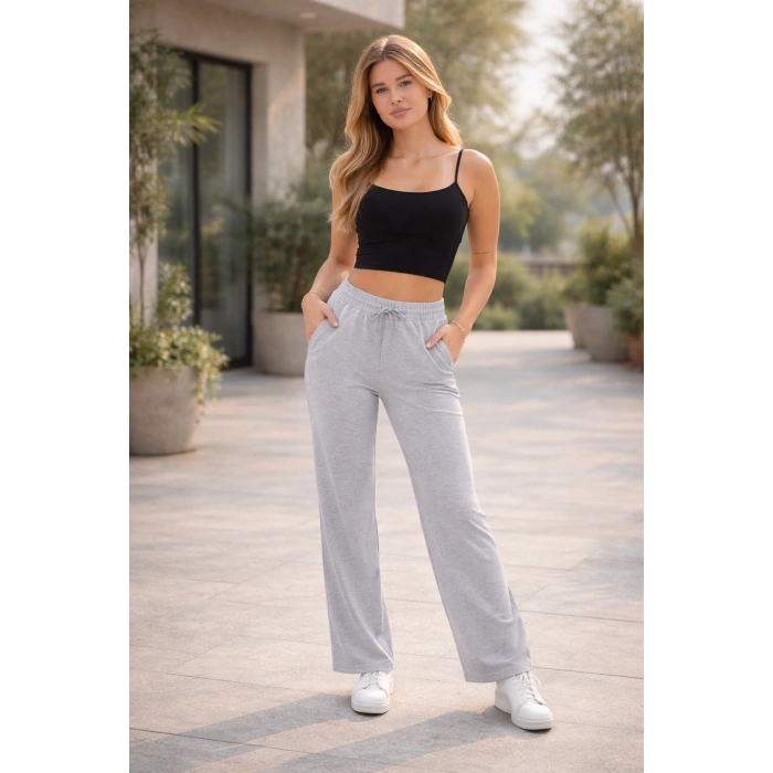 Kadın İki İplik Oversize Lastikli Paça Modal Eşofman Altı – Rahat Kesim S-2XL