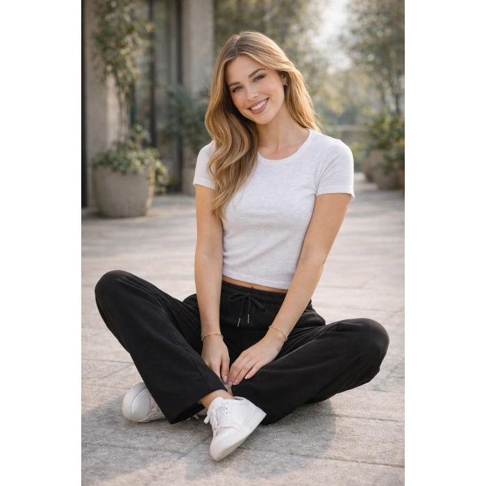 Kadın İki İplik Oversize Lastikli Paça Modal Eşofman Altı – Rahat Kesim S-2XL