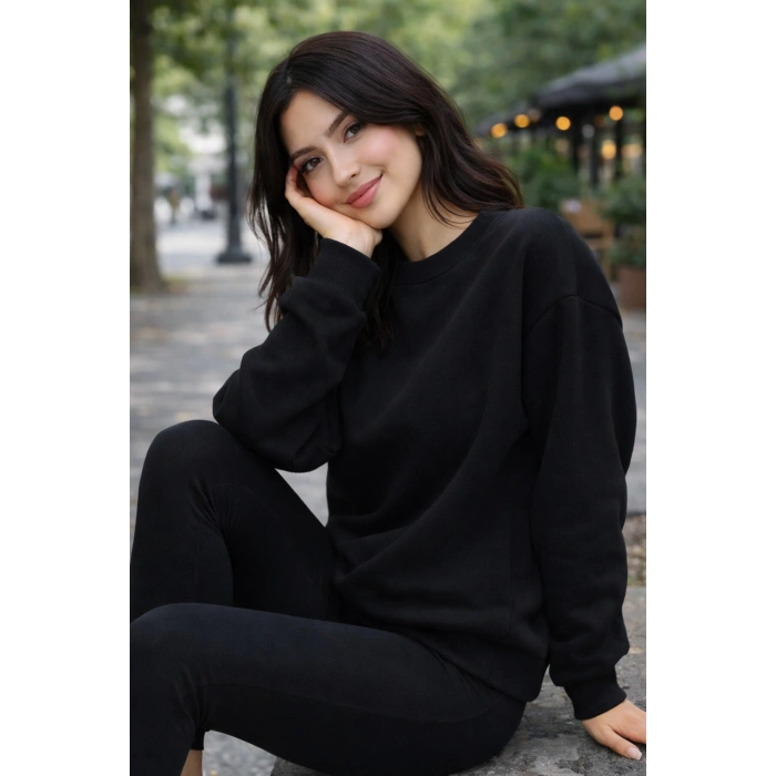 Kadın Oversize Premium 3 İplik Şardonlu Sweatshirt