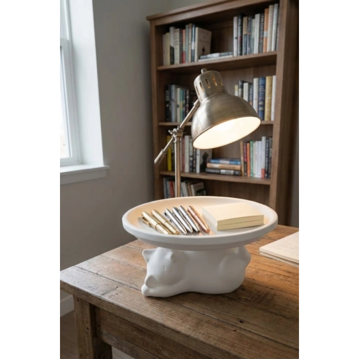 Kedi Sunumluk Tabak Beyaz 14 x 14 cm, 18 cm Tabak Çap