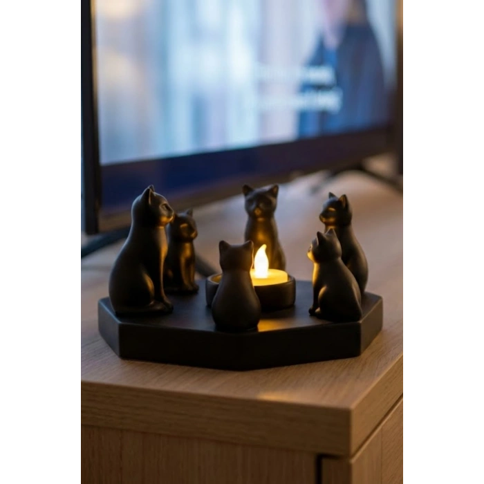 Ritüel Kediler Mumluk Led Mumluk Hediye