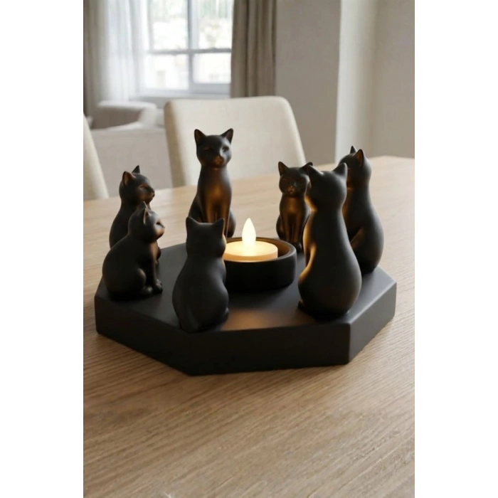 Ritüel Kediler Mumluk Led Mumluk Hediye