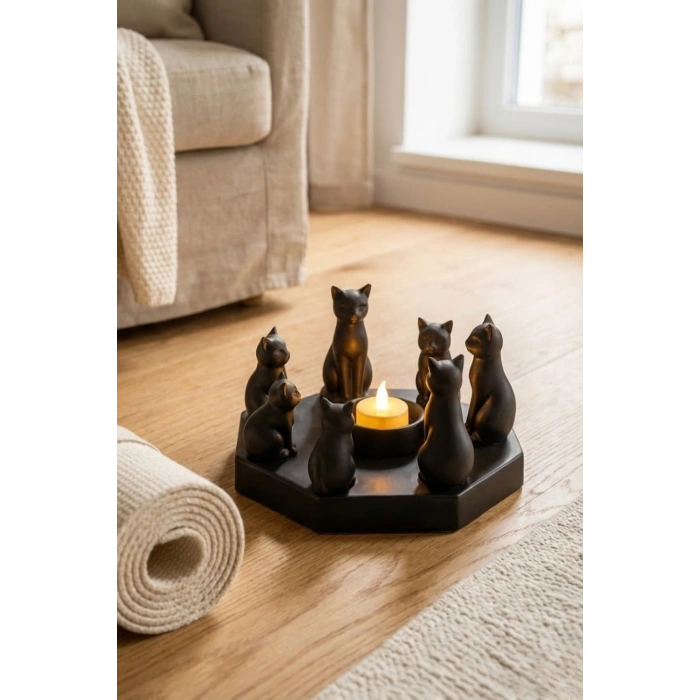 Ritüel Kediler Mumluk Led Mumluk Hediye