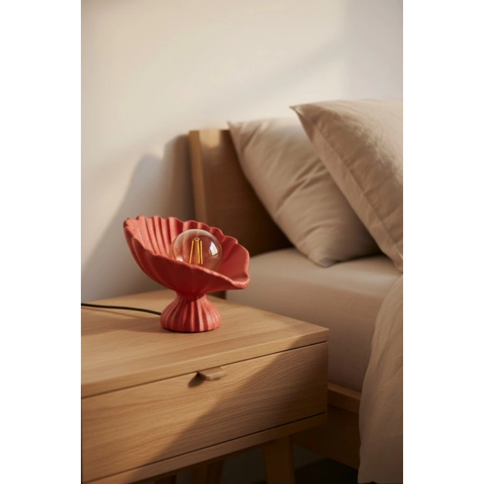 İstiridye Abajur Beton Görünümlü 3D 25 x 20 cm