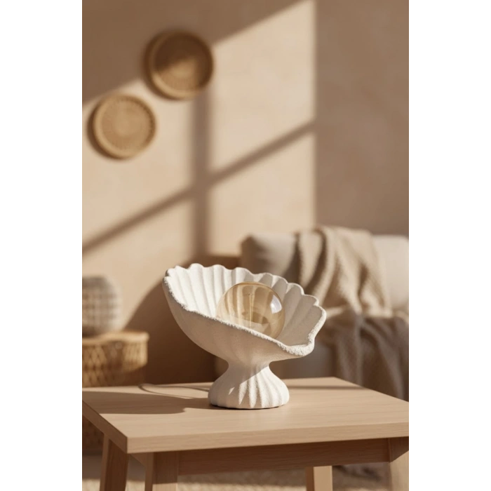 İstiridye Abajur Beton Görünümlü 3D 25 x 20 cm