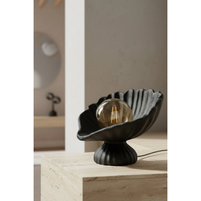 İstiridye Abajur Beton Görünümlü 3D 25 x 20 cm