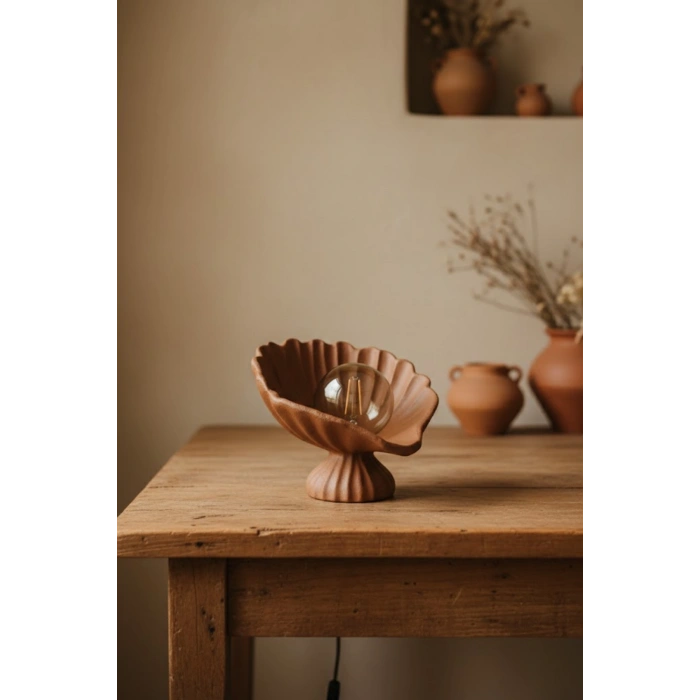 İstiridye Abajur Beton Görünümlü 3D 25 x 20 cm